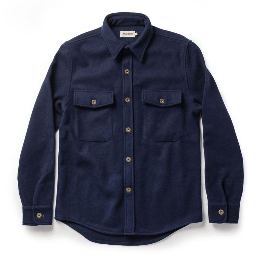 Taylor Stitch The Explorer Shirt in Navy Boiled Wool